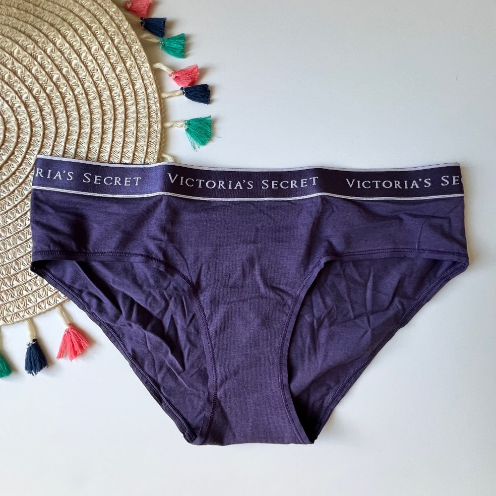 Victoria's Secret Logo Cotton Hiphugger Panty Valiant Purple Large NEW